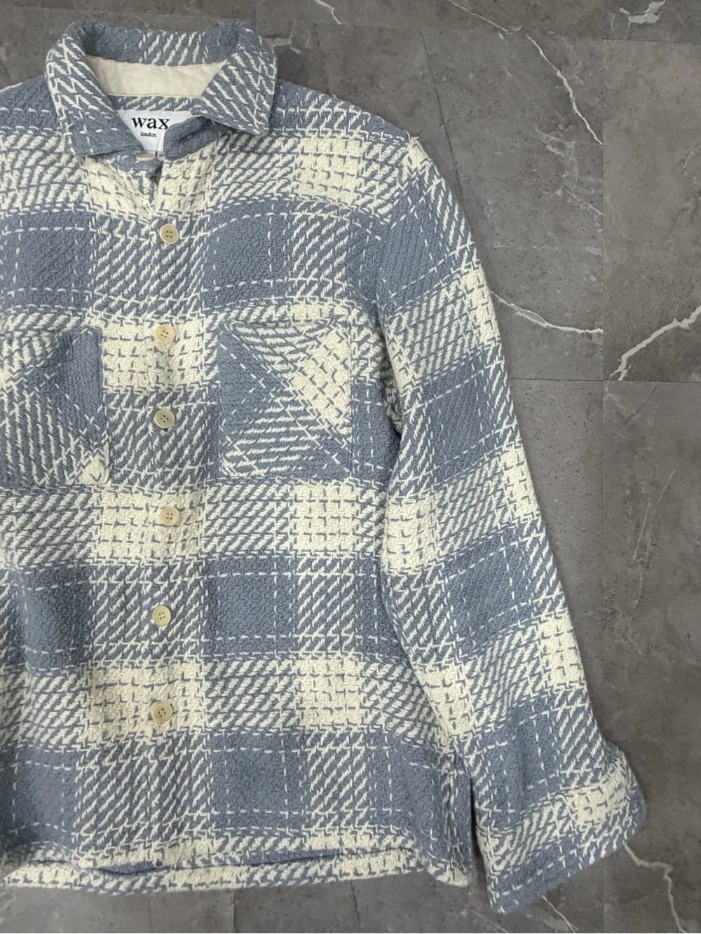 Wax London - Whiting Overshirt - Light Blue And White Plaid - Size M